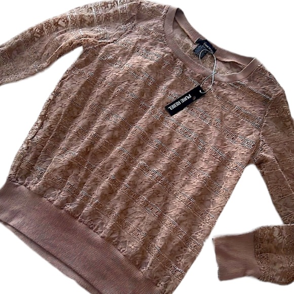 Pure Rebel NWT lace taupe stretchy top - Picture 1 of 4